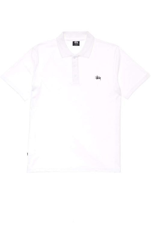 Stussy Mens Authentic SS Polo Shirts White - CSWRN7529